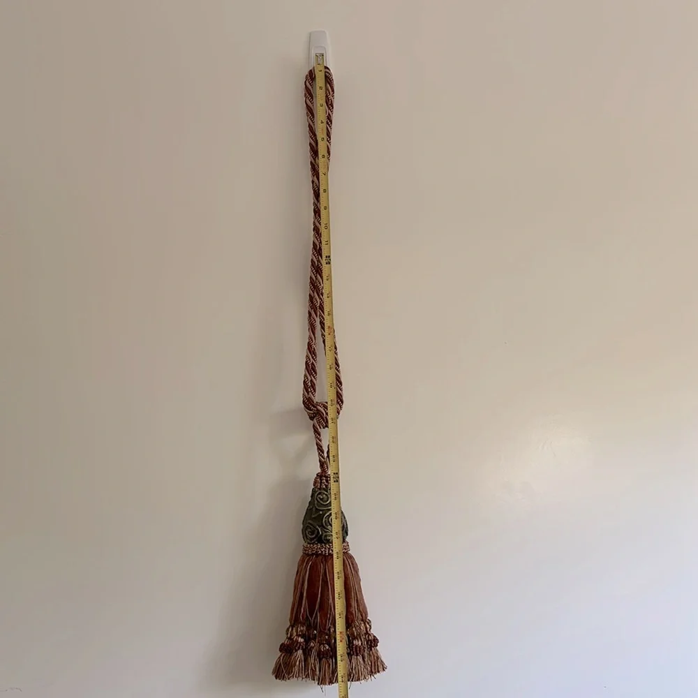 Large Brown Vintage Tassel Tieback Rope Beads Design Decorative Curtain Drapery